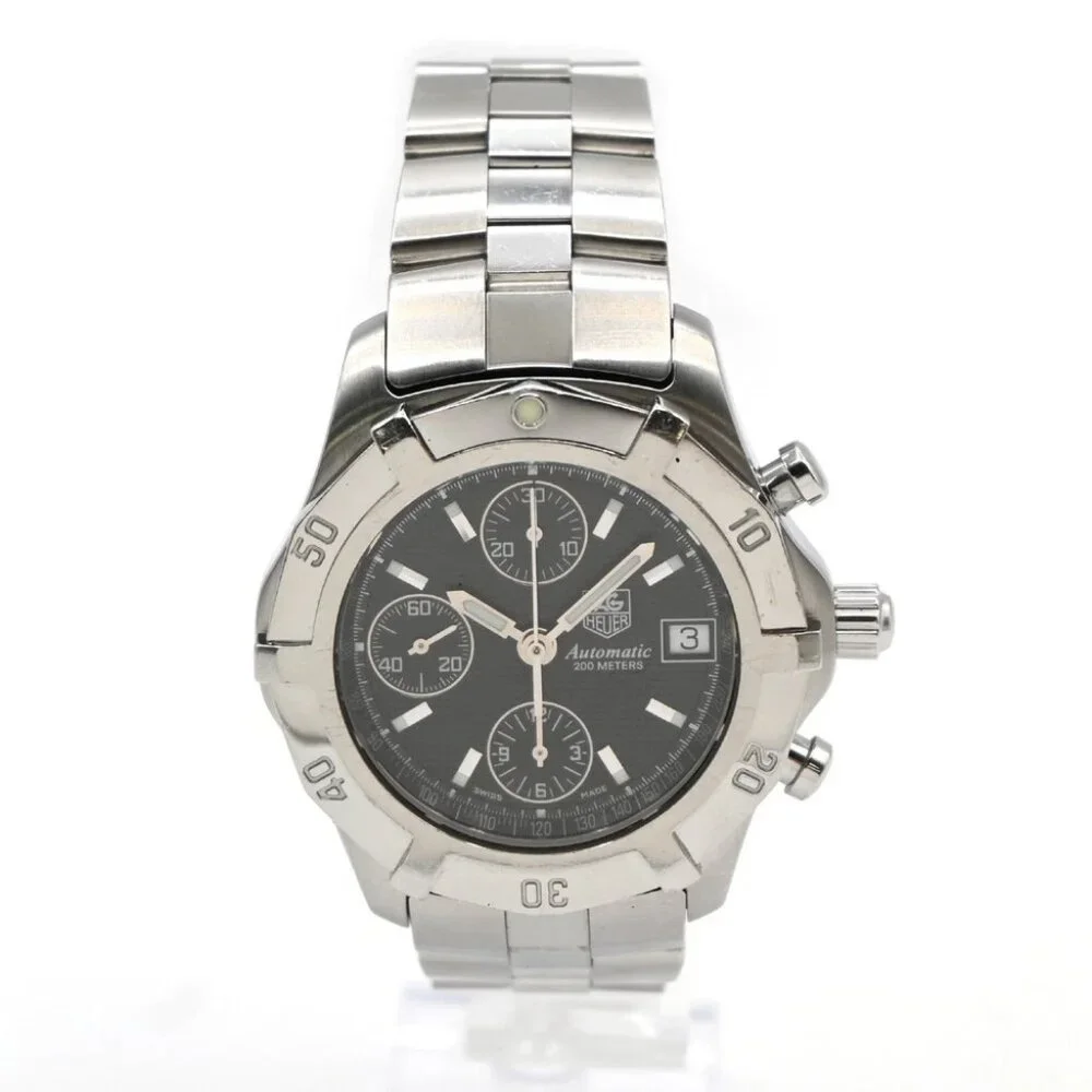 TAG HEUER Aquaracer Date Watch 41mm CN2111 Chronograph AT Black Dial SS 58LC594